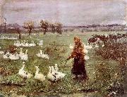 Teodor Axentowicz The Goose Girl. oil painting reproduction